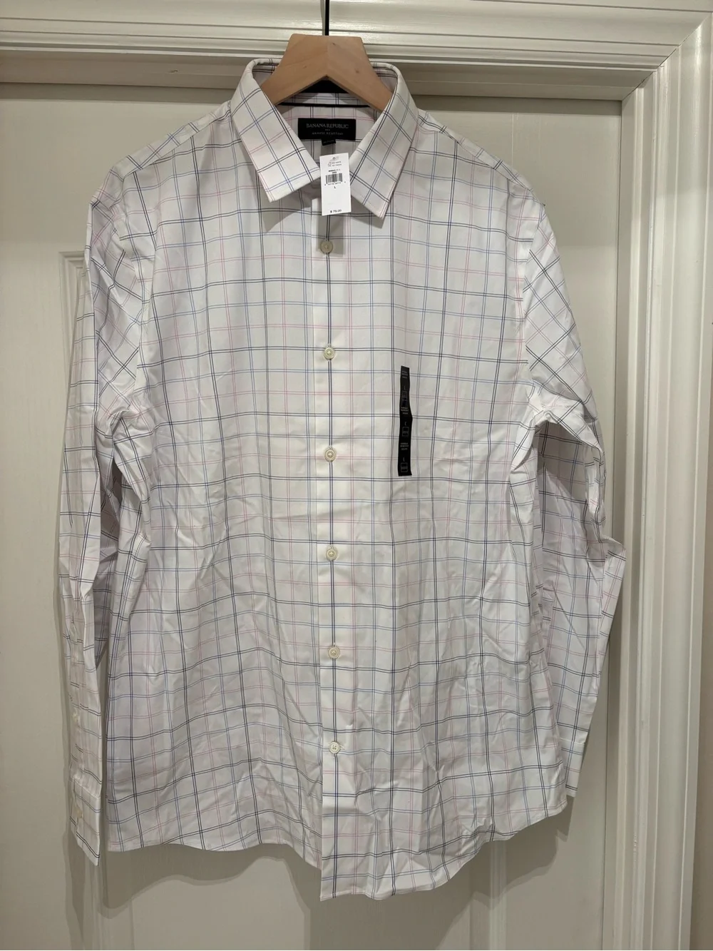Men’s Banana Republic slim fit long sleeve button down shirt size L NWT